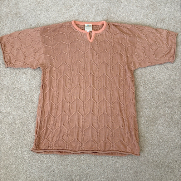 vintage COOGI Classic Silk Peach Textured Cosby Sweater Medium 90s Notorious - Picture 1 of 9